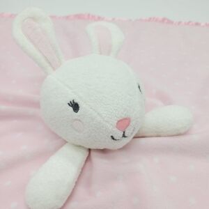 Cloud Island XL Lovie Blanket White Pink Bunny Rabbit Plush Satin Minky 29X29